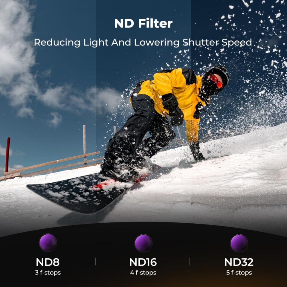 K&F CONCEPT DJI Osmo Action 6 uyumlu 4 lü Filtre SETİ / CPL ND8 ND16 ND32 Vidalı