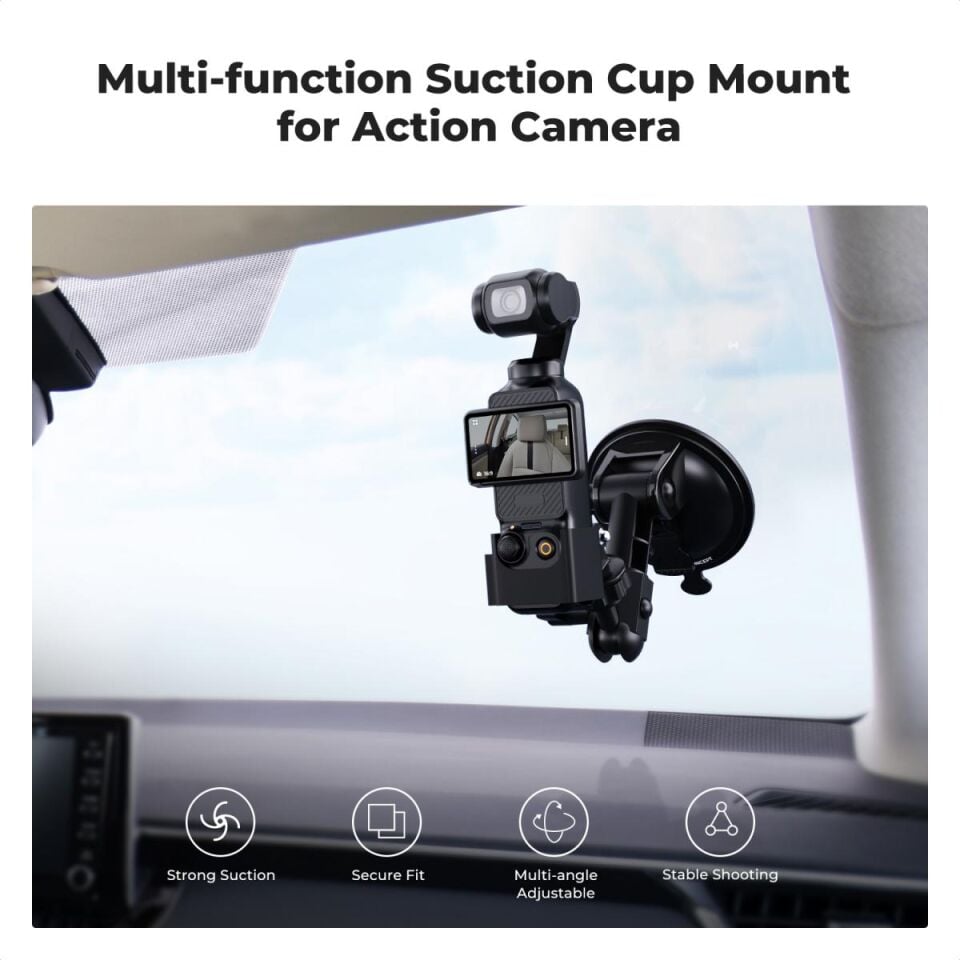 K&F CONCEPT Vantuzlu Montaj Kolu / DJI Osmo Pocket 3 ve Action - Gopro - İnsta X4-5