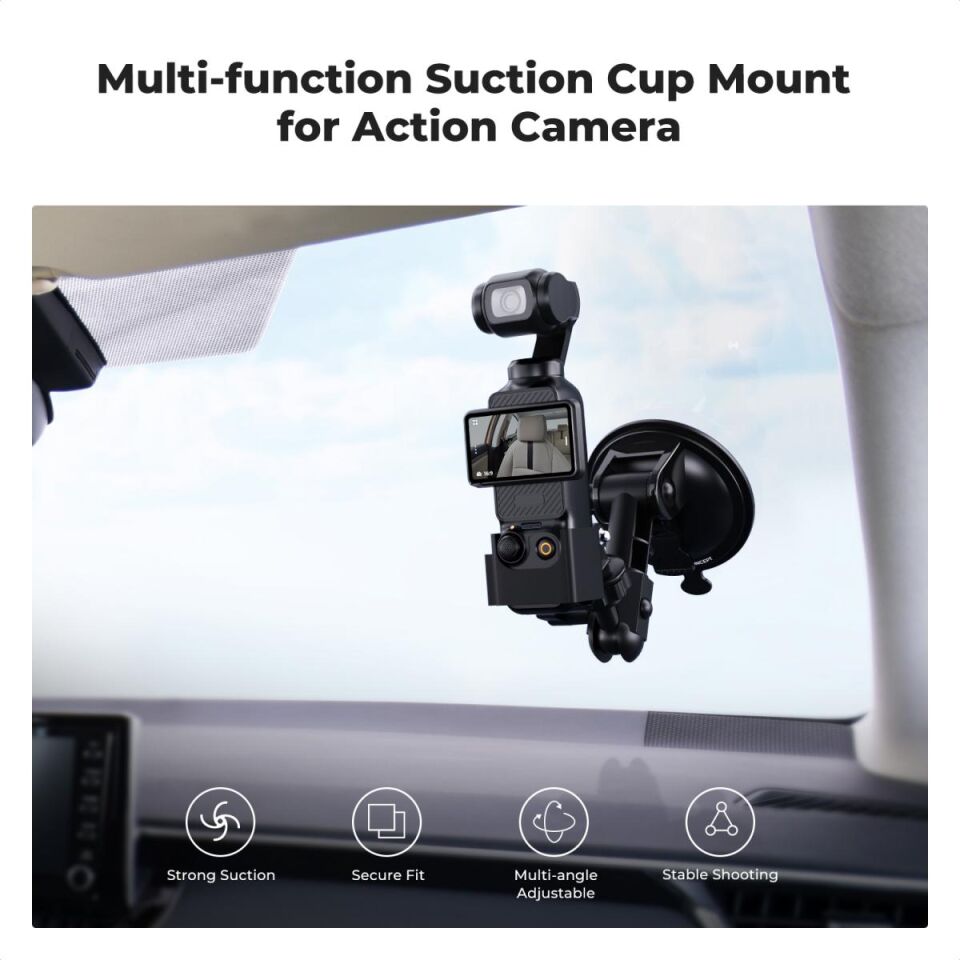 K&F CONCEPT Vantuzlu Montaj Kolu / DJI Osmo Pocket 3 ve Action - Gopro - İnsta X4-5