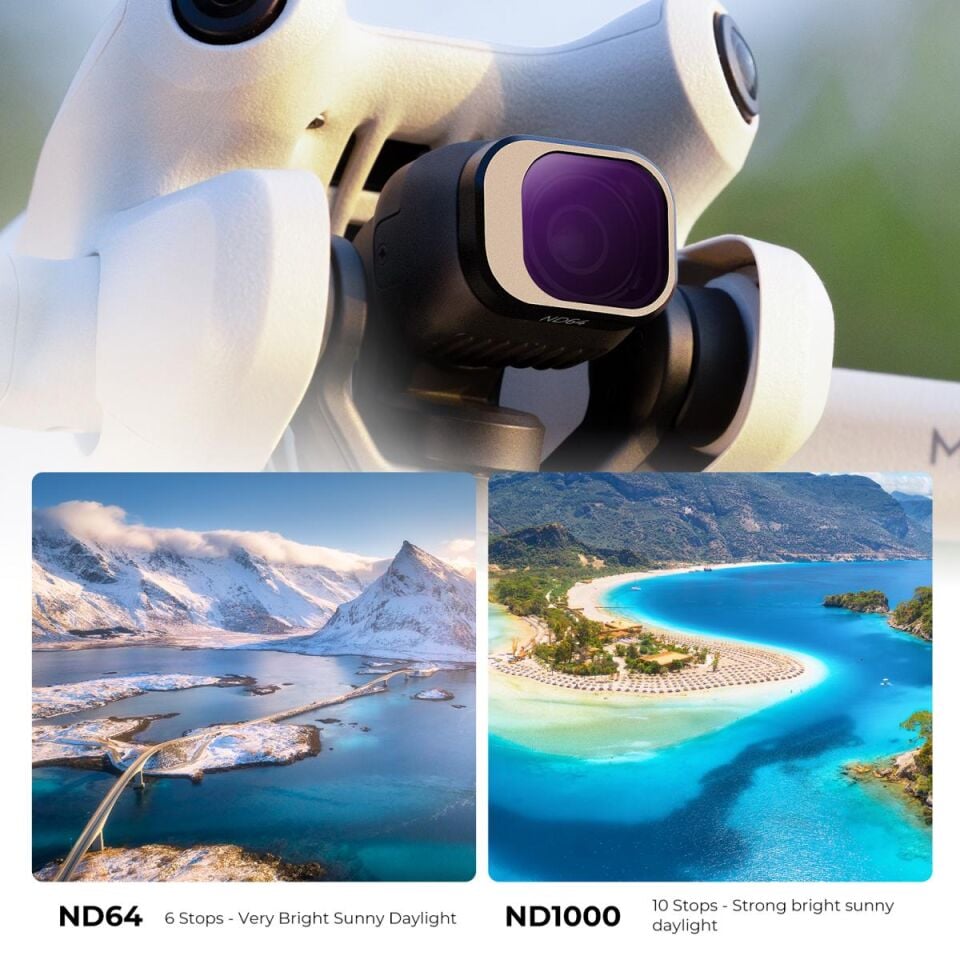 K&F CONCEPT DJI Mini 4 Pro için ND Filtre SETİ ( ND4 + ND8 + ND16 + ND32 + ND64 + ND1000 Uyumlu