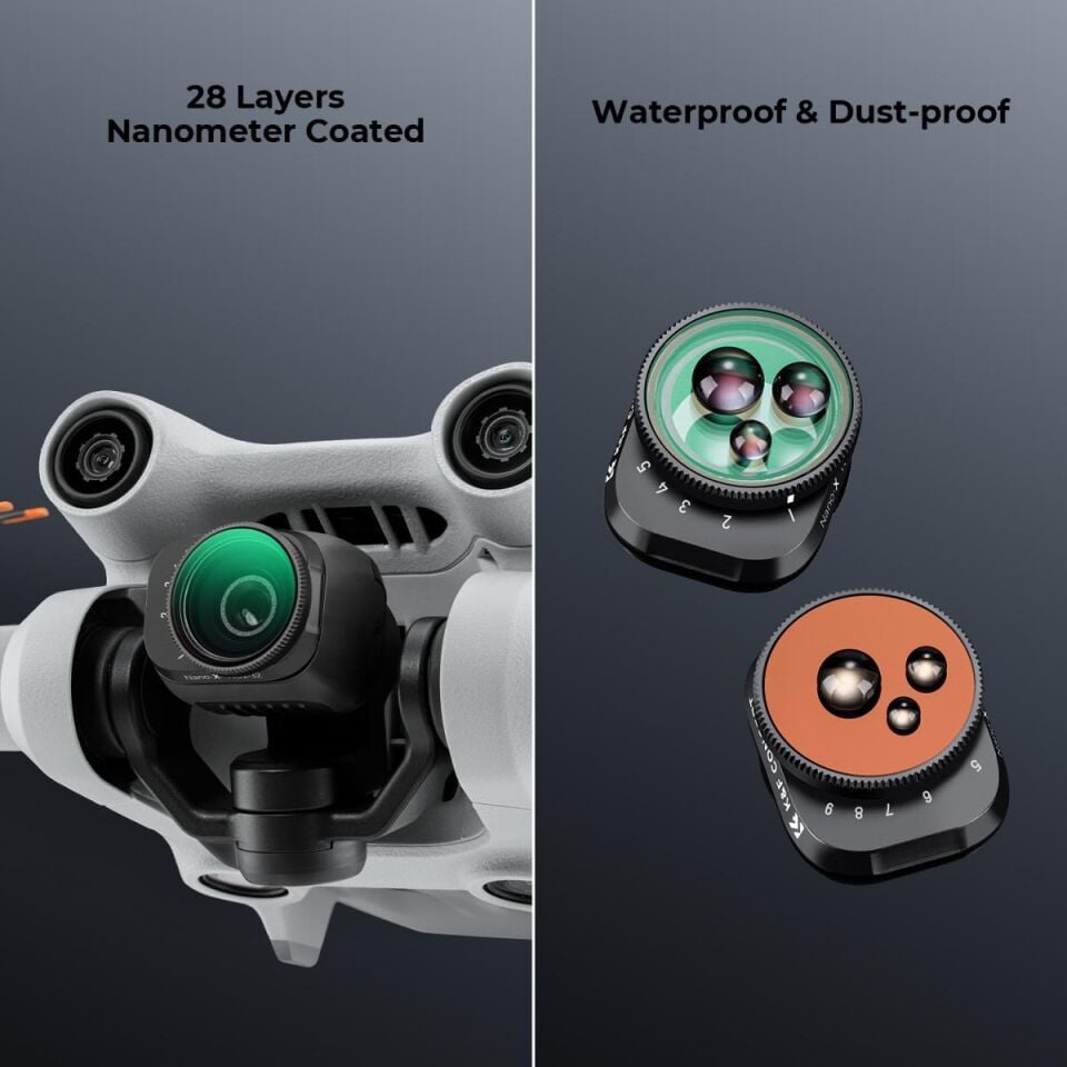K&F CONCEPT Dji Mini 3 Pro Ve Mini 3 İçin Değişken Nd Filtre Seti (ND2-ND32 + ND32-ND512 Uyumlu