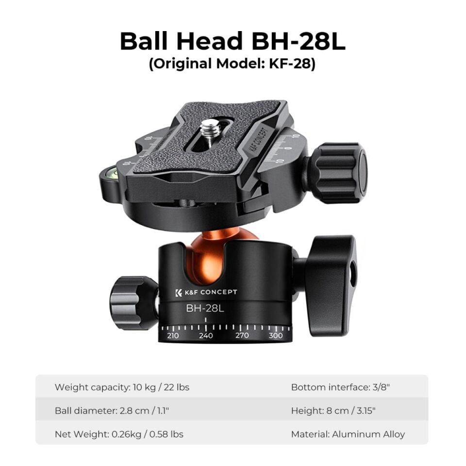 K&F CONCEPT Profosyenel Alüminyum Tripot - T254A4