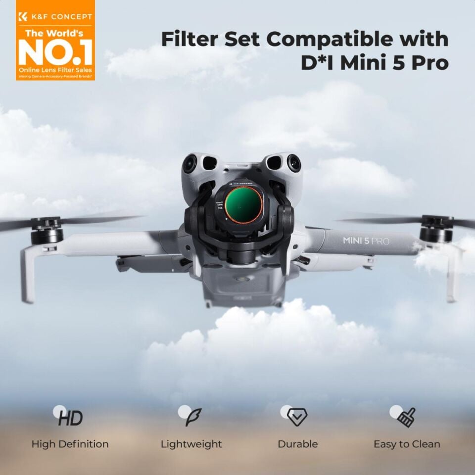 K&F CONCEPT DJI Mini 5 Pro Uyumlu 6 lı Filtre SETİ / CPL ND4&PL ND8&PL ND16&PL ND32&PL ND64&PL