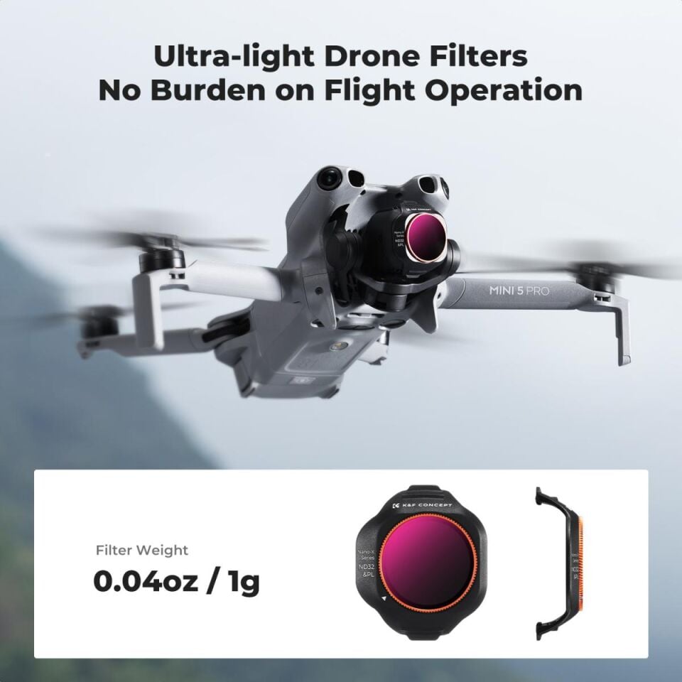 K&F CONCEPT DJI Mini 5 Pro Uyumlu 6 lı Filtre SETİ / CPL ND4&PL ND8&PL ND16&PL ND32&PL ND64&PL