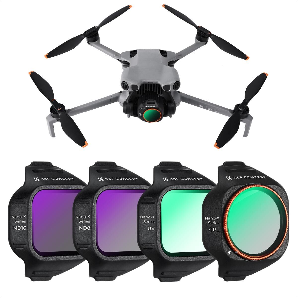 K&F CONCEPT DJI Mini 5 Pro Uyumlu 4 lü Filtre SETİ (CPL UV ND8 ND16) Çok katmanlı