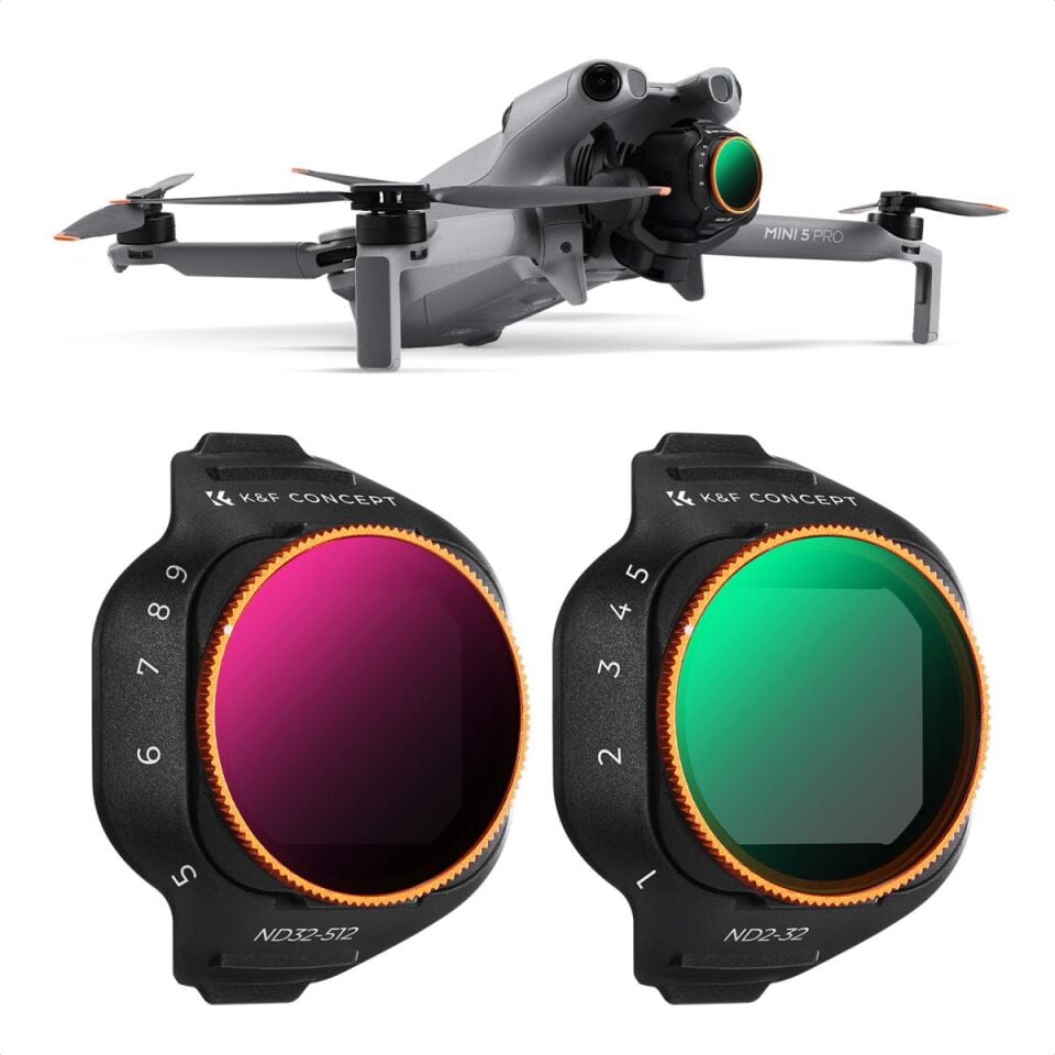 K&F CONCEPT DJI Mini 5 Pro Uyumlu ND2-32 ve ND32-512 Filtre Kiti