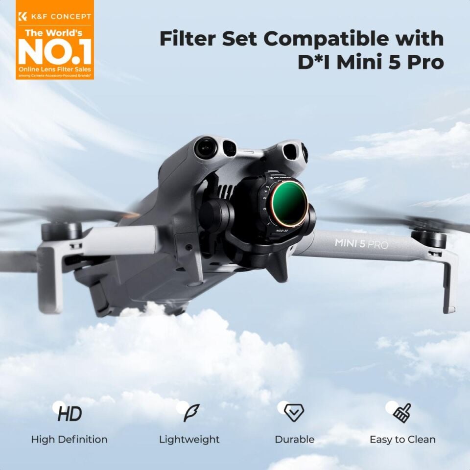 K&F CONCEPT DJI Mini 5 Pro Uyumlu ND2-32 ve ND32-512 Filtre Kiti