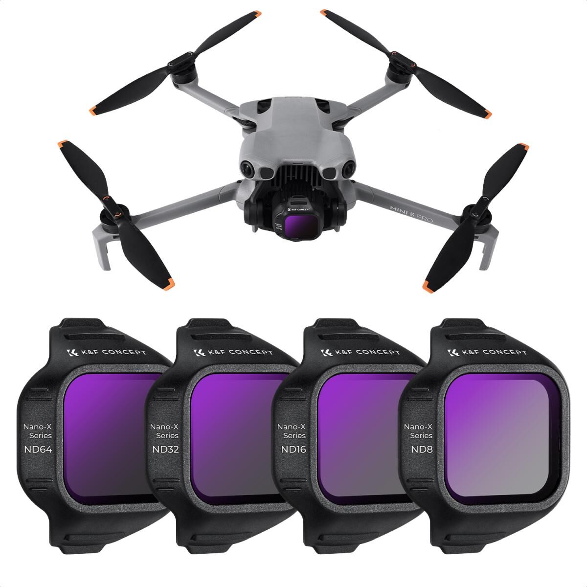 K&F CONCEPT DJI Mini 5 Pro Uyumlu ND Filtre Seti ( 4 lü Paket ) ND8 ND16 ND32 ND64