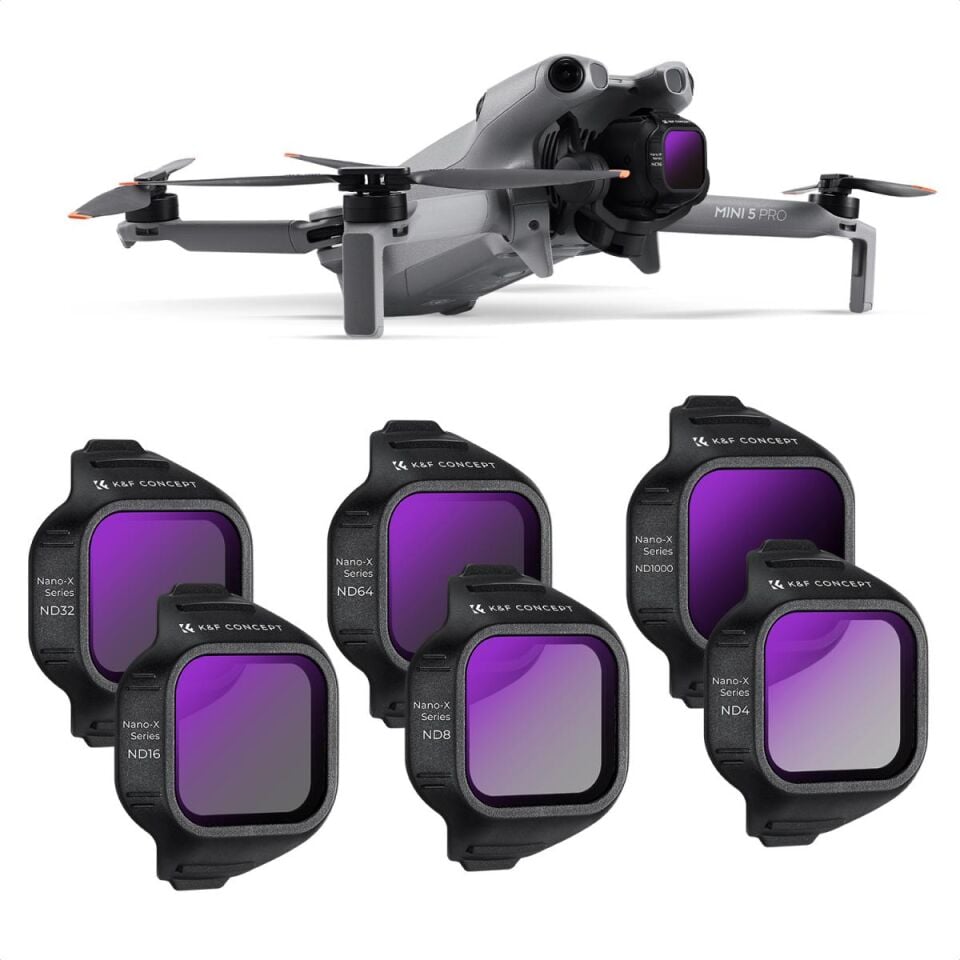 K&F CONCEPT K&F Consept DJI Mini 5 Pro Uyumlu 6 lı Filtre Seti - ND4 ND8 ND16 ND32 ND64 ND1000