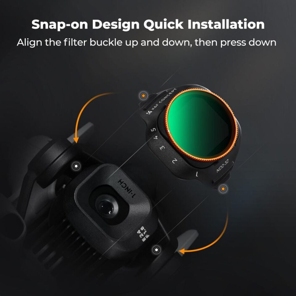 K&F CONCEPT DJI Mini 5 Pro Uyumlu Değişken ND Filtre / ND2-32 ( 1-5 stop