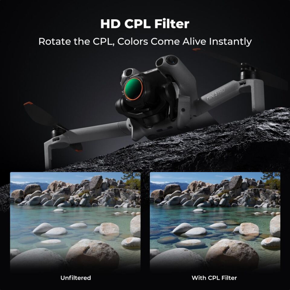 K&F CONCEPT DJI Mini 5 Pro uyumlu 6 lı ND & CPL Filtre Seti,-CPL ND8 ND16 ND32 ND64 ND128
