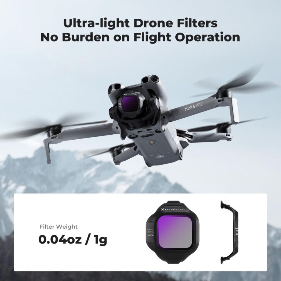 K&F CONCEPT DJI Mini 5 Pro uyumlu 6 lı ND & CPL Filtre Seti,-CPL ND8 ND16 ND32 ND64 ND128