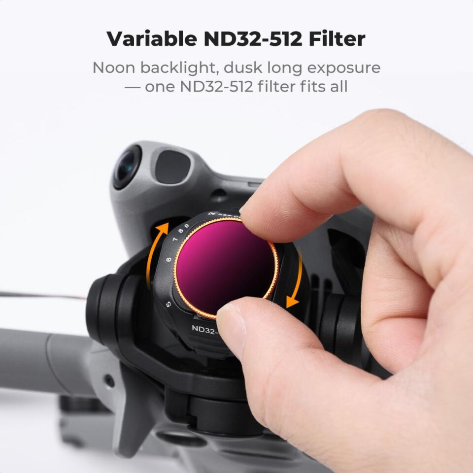 K&F CONCEPT DJI Mini 5 Pro uyumlu Değişken ND Filtre, ND32-512 ( 5-9 Stop )