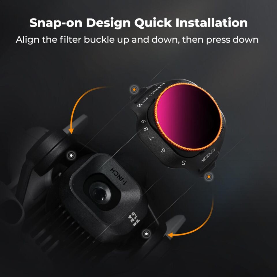 K&F CONCEPT DJI Mini 5 Pro uyumlu Değişken ND Filtre, ND32-512 ( 5-9 Stop )