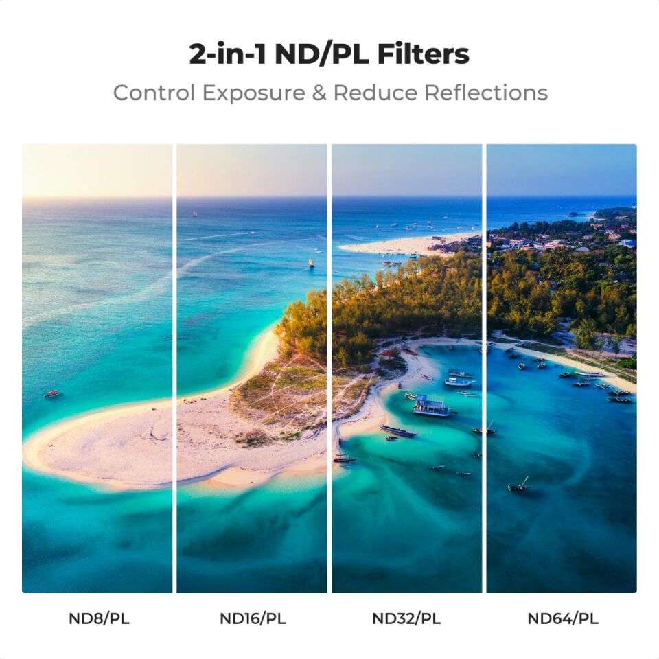 K&F CONCEPT Mavic 4 Pro uyumlu 4 lü Filtre Seti - ND8 ve PL + ND16 ve PL + ND32 ve PL + ND64 ve PL
