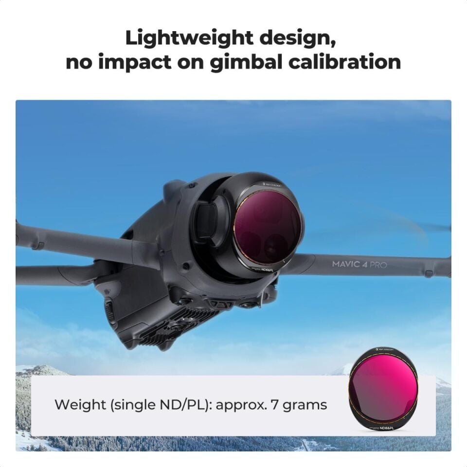 K&F CONCEPT Mavic 4 Pro uyumlu 4 lü Filtre Seti - ND8 ve PL + ND16 ve PL + ND32 ve PL + ND64 ve PL