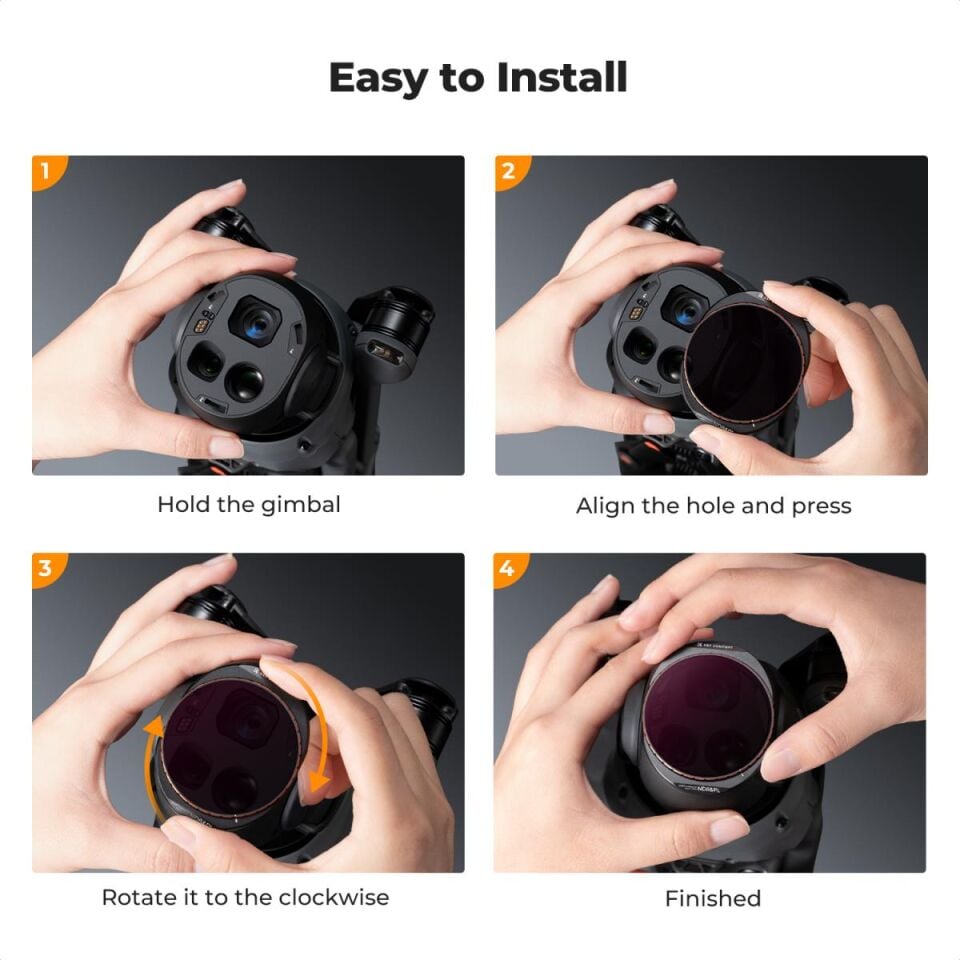 K&F CONCEPT Mavic 4 Pro uyumlu 4 lü Filtre Seti - ND8 ve PL + ND16 ve PL + ND32 ve PL + ND64 ve PL