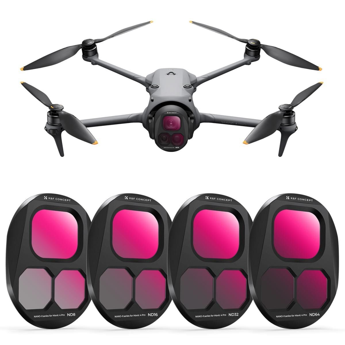 K&F CONCEPT K&F Consept DJI Mavic 4 PRO uyumlu 4 lü ND Filtre Seti -ND8+ND16+ND32+ND64