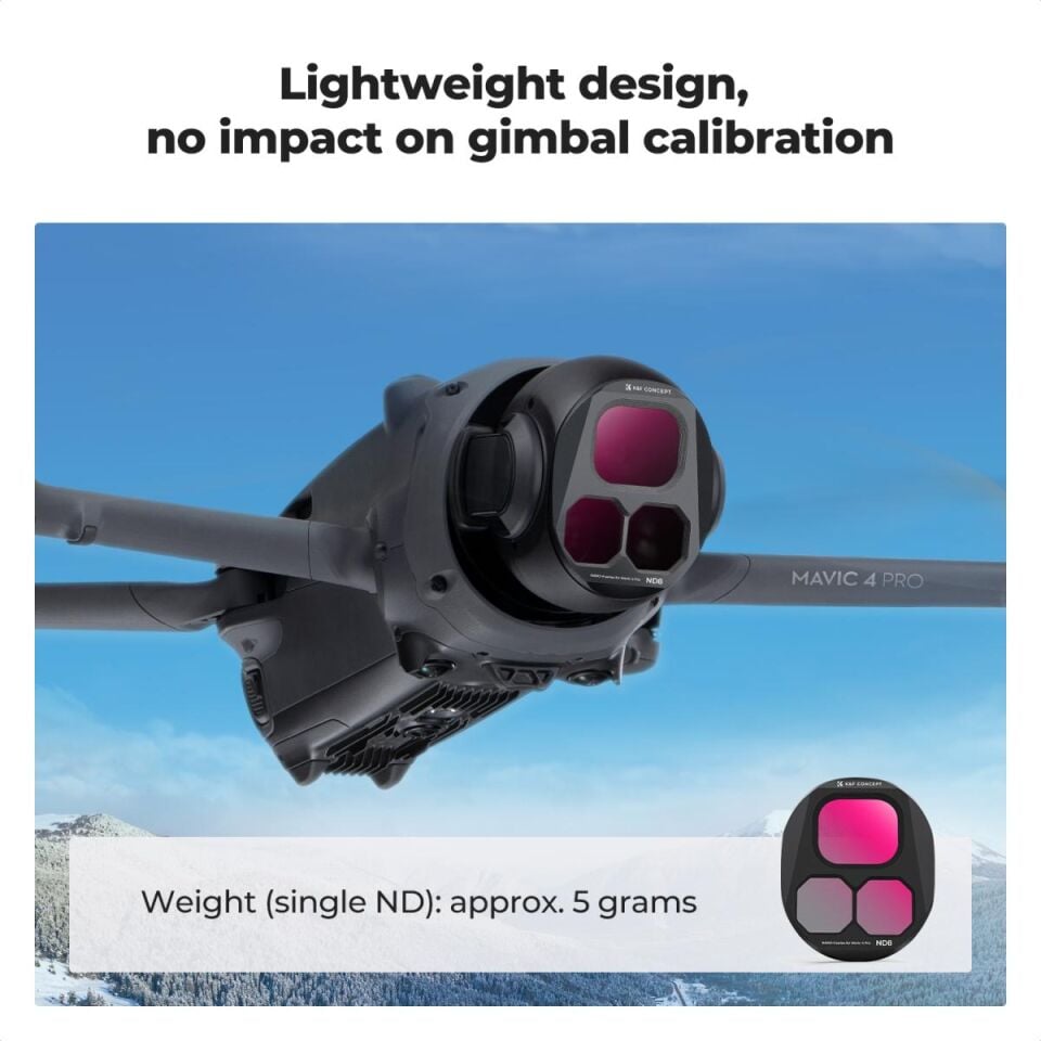 K&F CONCEPT K&F Consept DJI Mavic 4 PRO uyumlu 4 lü ND Filtre Seti -ND8+ND16+ND32+ND64