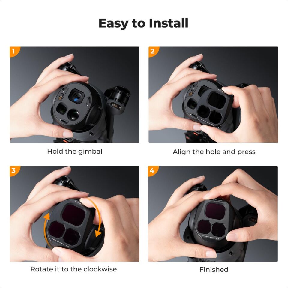 K&F CONCEPT K&F Consept DJI Mavic 4 PRO uyumlu 4 lü ND Filtre Seti -ND8+ND16+ND32+ND64