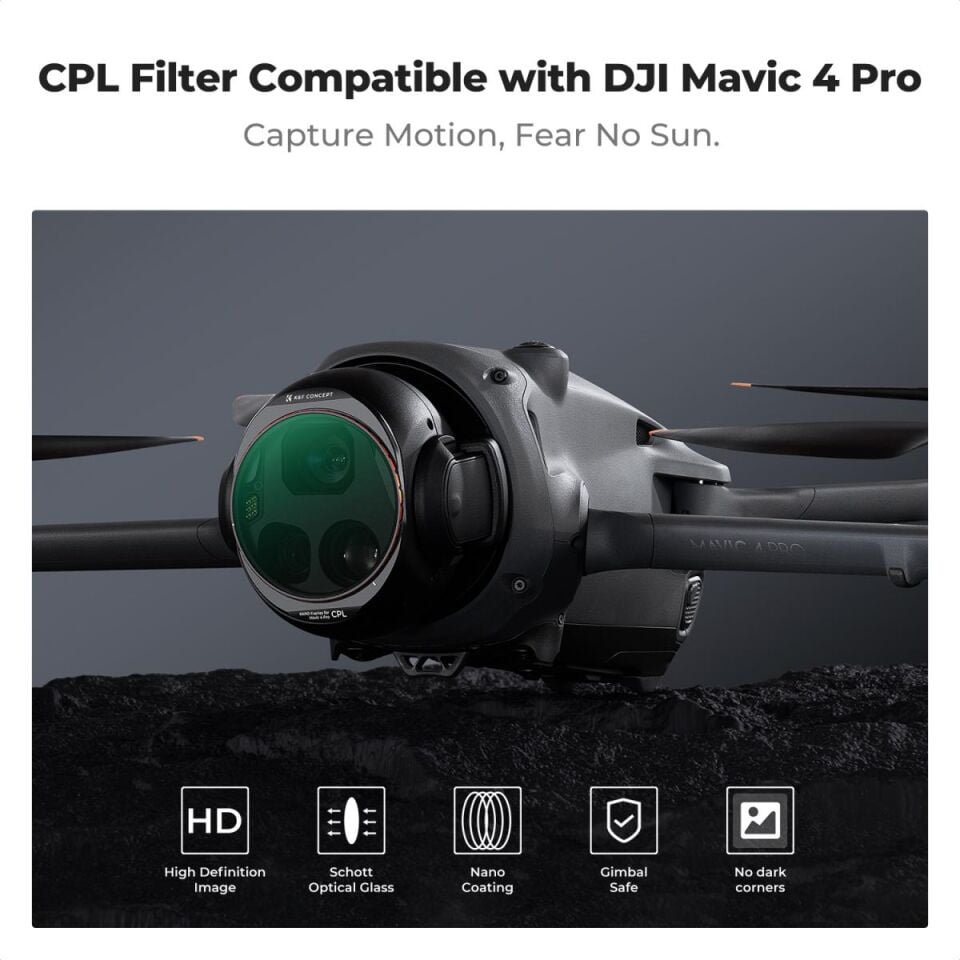 K&F CONCEPT DJI Mavic 4 Pro Uyumlu CPL Filtre - Çok katmanlı HD Optik
