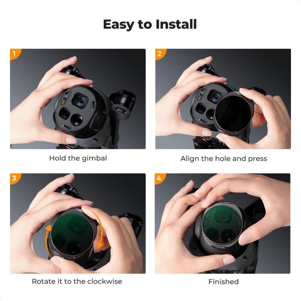 K&F CONCEPT DJI Mavic 4 Pro Uyumlu CPL Filtre - Çok katmanlı HD Optik